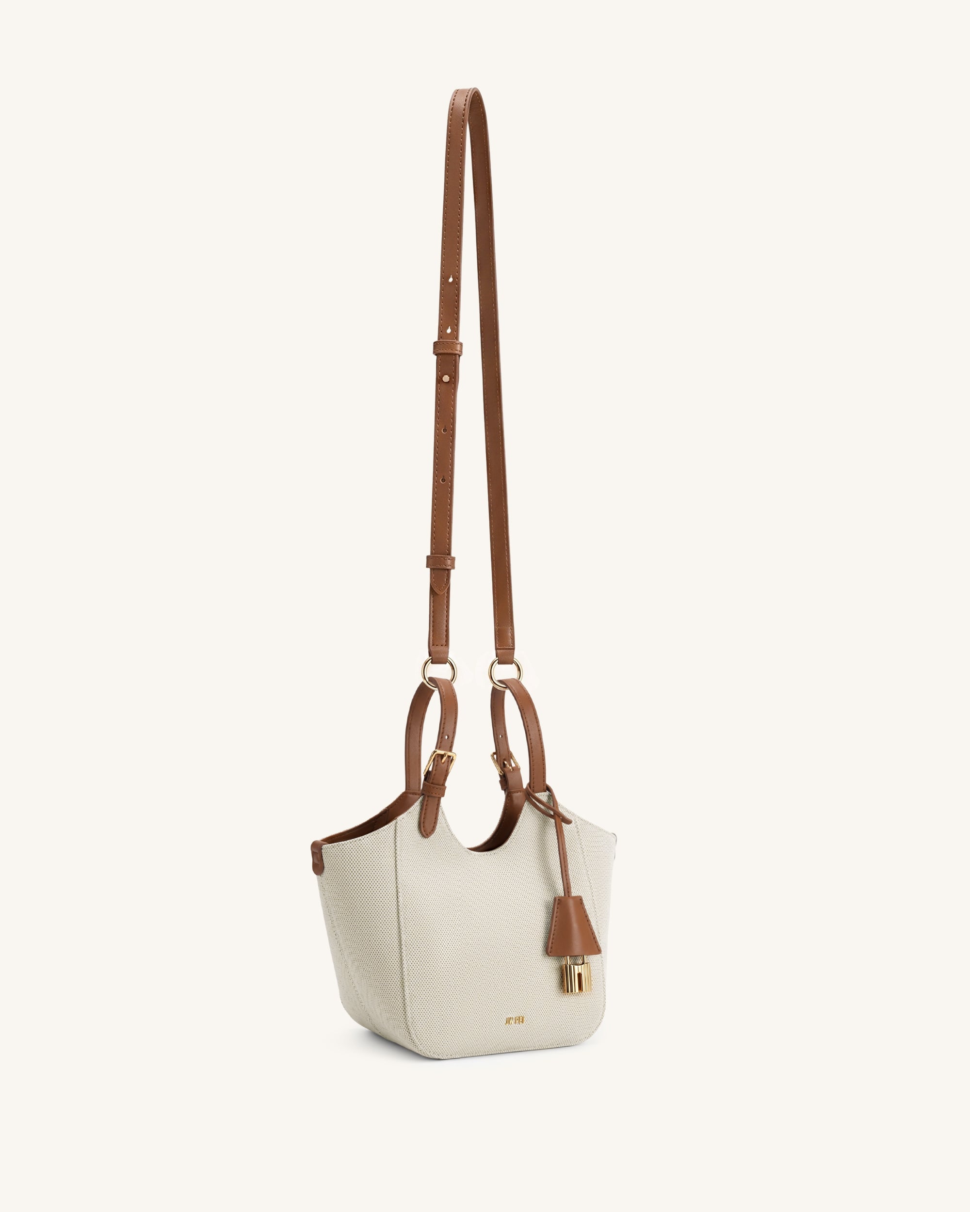 Ines Padlock Tote Bag - Brown Canvas