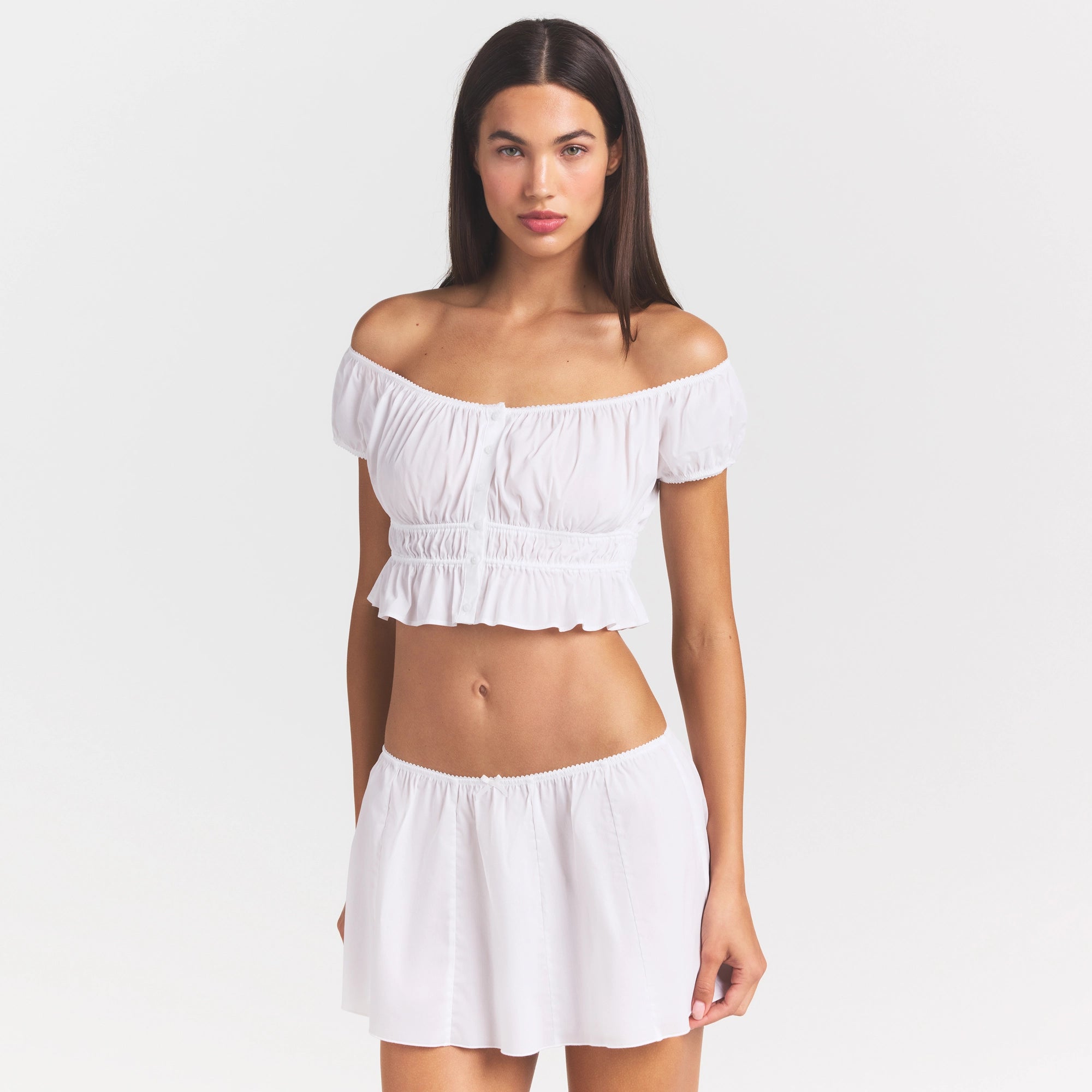 Poplin Apparel Off the Shoulder Top