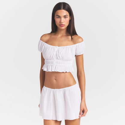 Poplin Apparel Off the Shoulder Top