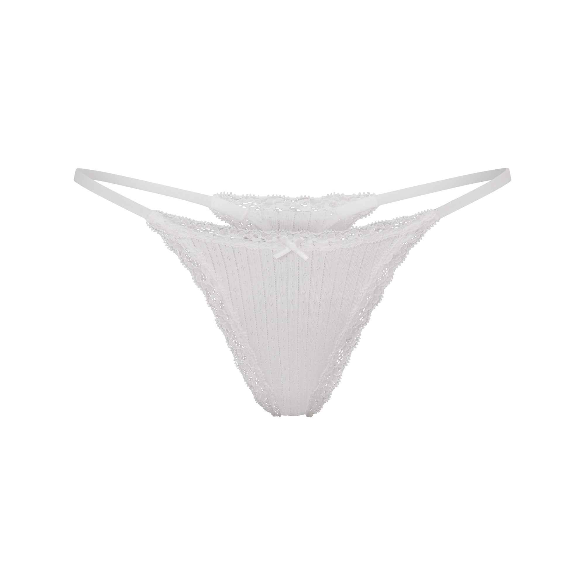 Lightweight Cotton Pointelle Lace String Thong