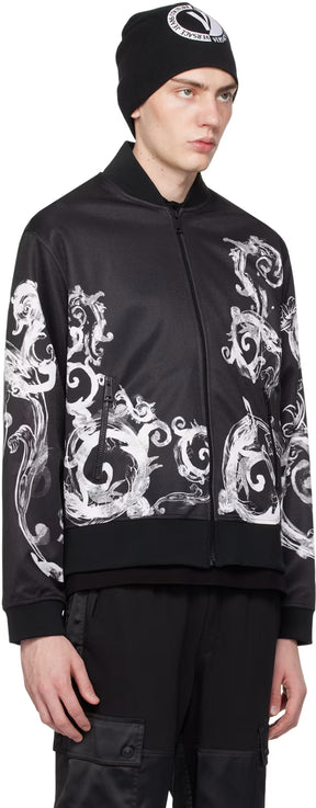 Black Watercolor Couture Bomber Jacket