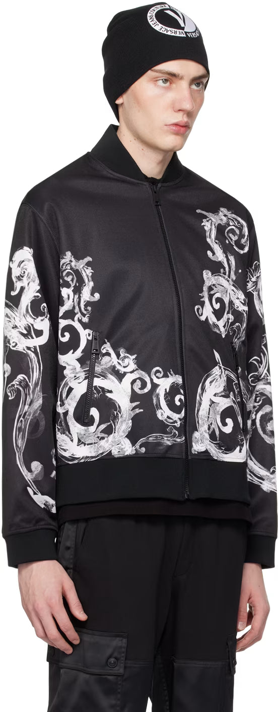 Black Watercolor Couture Bomber Jacket