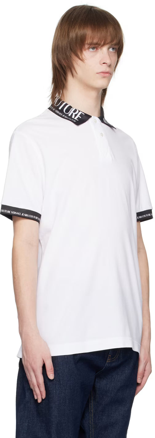 White Printed Polo