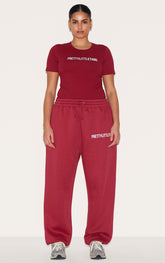 PRETTYLITTLETHING Plus Burgundy High Waisted Cuffed Joggers