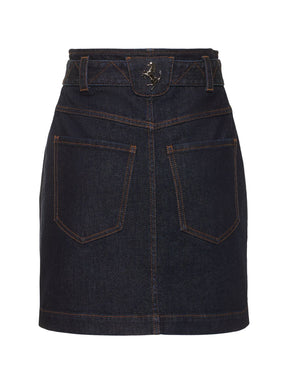 Ferrari Pleated belted denim mini wrap skirt