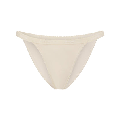 Lightweight Cotton Logo Picot String Bikini