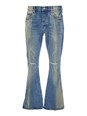 Purple brand Blue Flared Jeans with Logo Patch on the Rear and Faded Effect in Denim Man