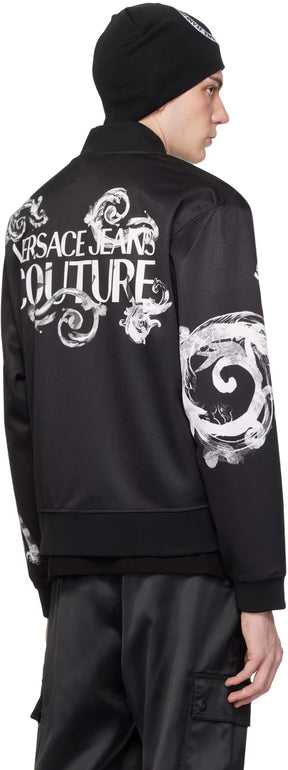 Black Watercolor Couture Bomber Jacket