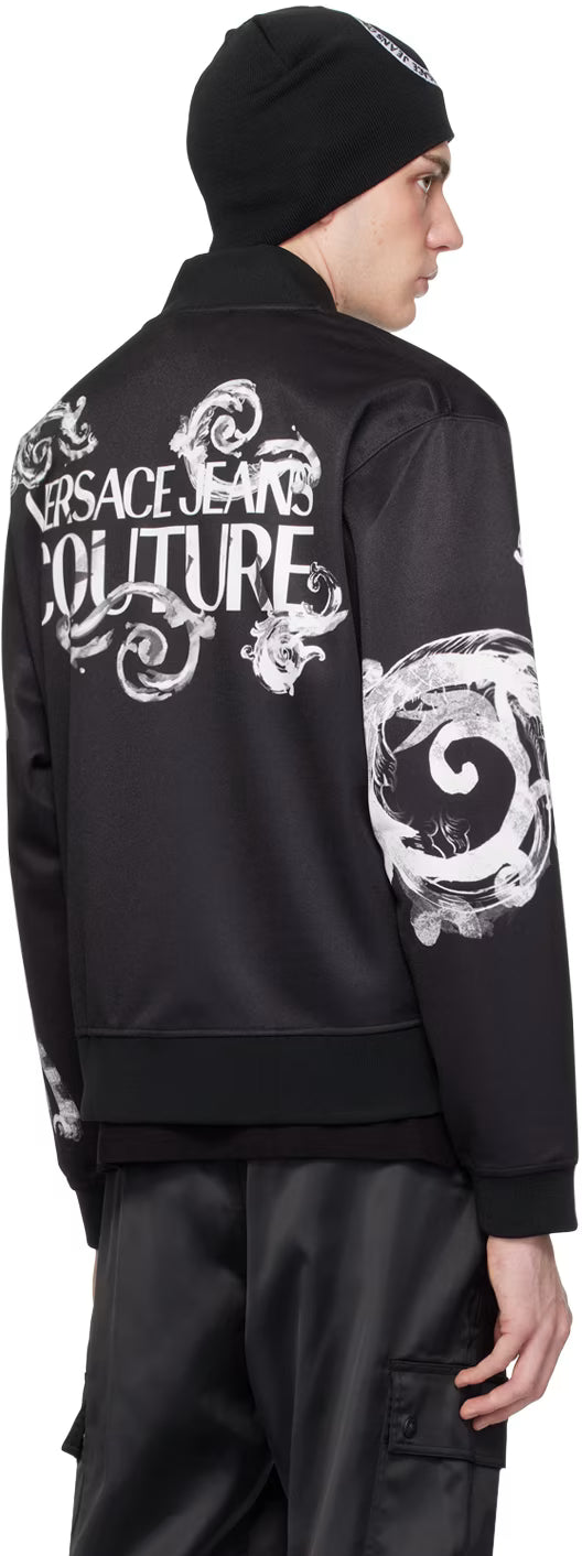 Black Watercolor Couture Bomber Jacket