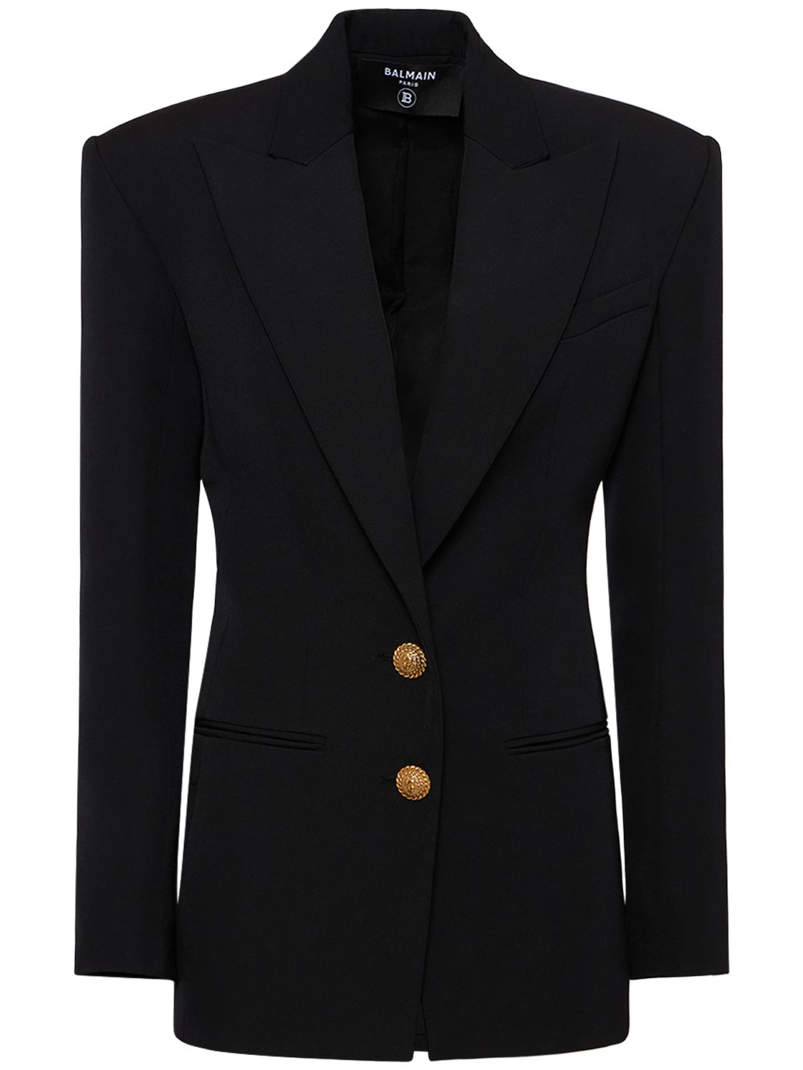 Balmain Single breast fitted wool jacket