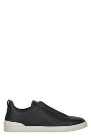 Zegna Logo Detail Leather Sneakers