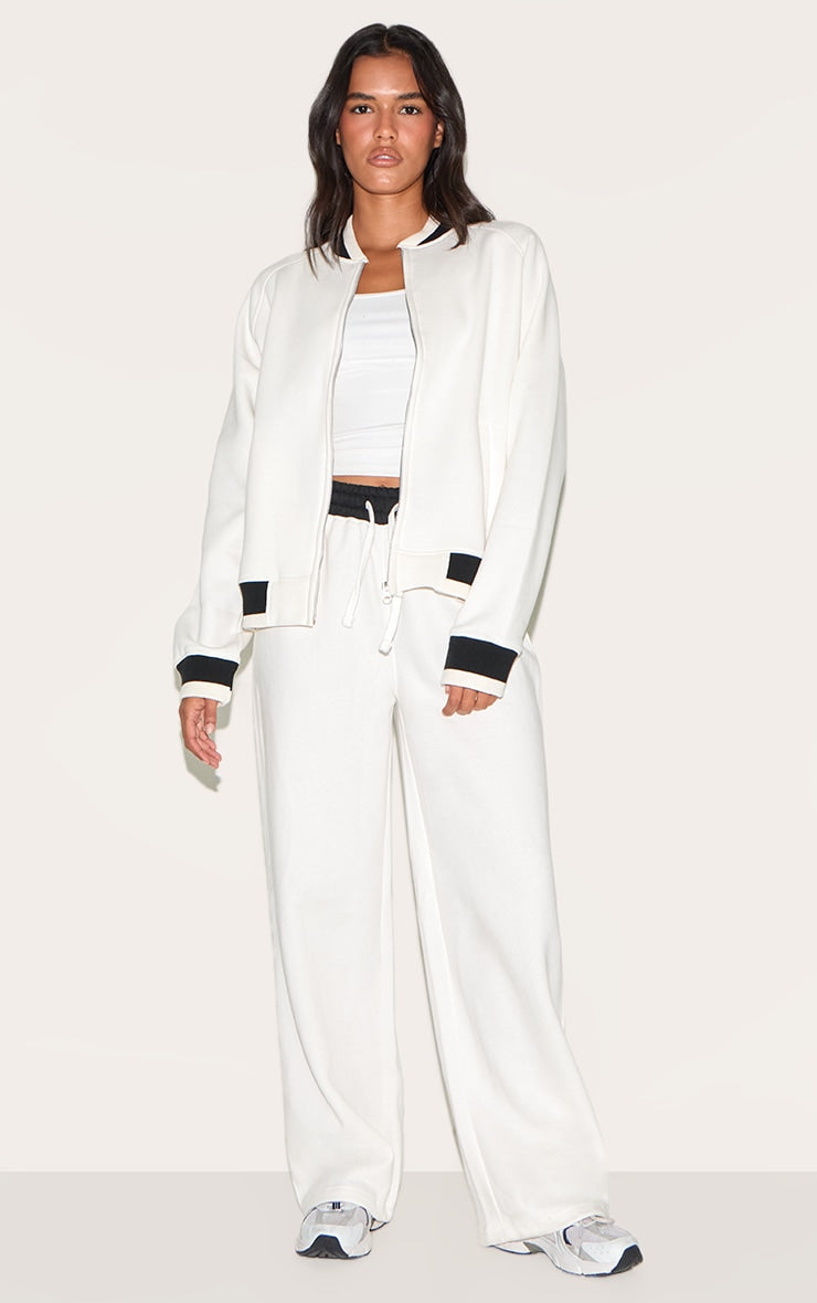 Ecru Contrast Seam Straight Leg Joggers