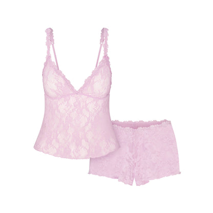 Stretch Lace Triangle Cami and Short Set