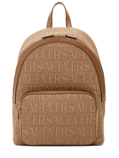 Versace Versace Logo fabric & leather backpack - Backpacks | Shop From The Mirage