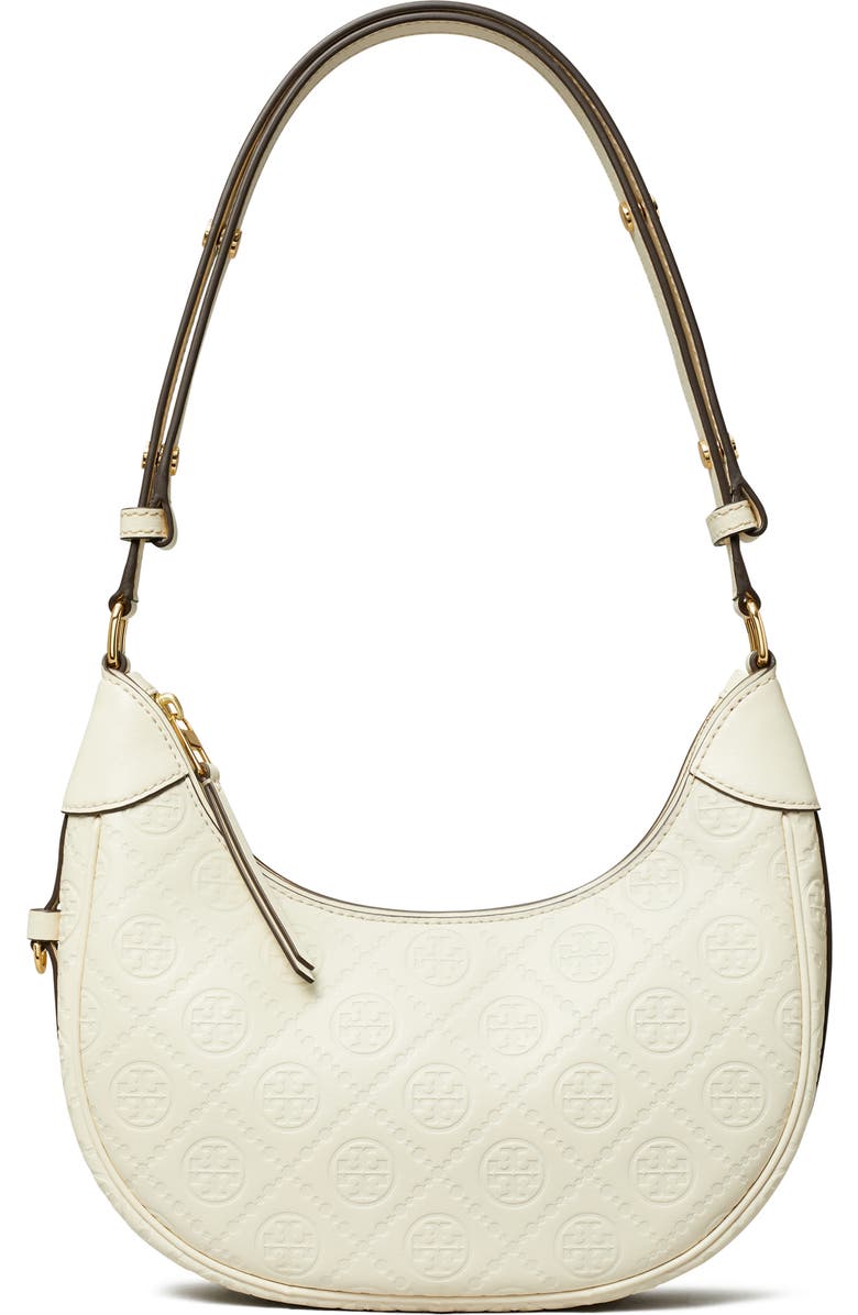 T-Monogram Embossed Crescent Shoulder Bag