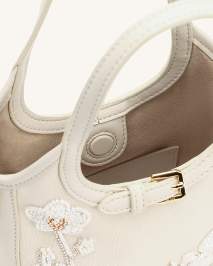 Brooke Mini Belted Embellished Orchid Beaded Top Handle Bag - Pink