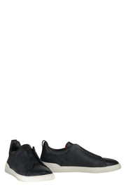 Zegna Logo Detail Leather Sneakers