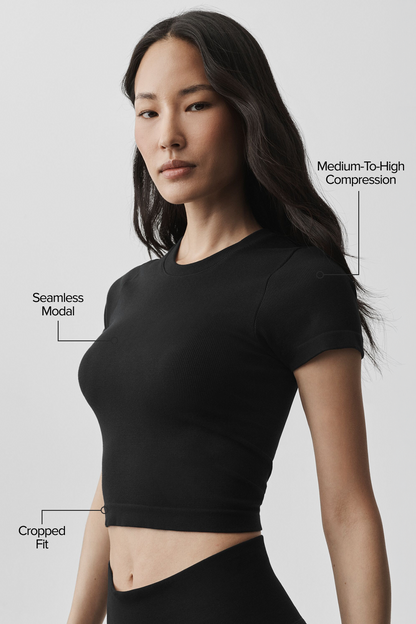 Seamless Modal Ribbed Cropped Short Sleeve