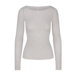 Sheer Modal Long Sleeve Boatneck Top