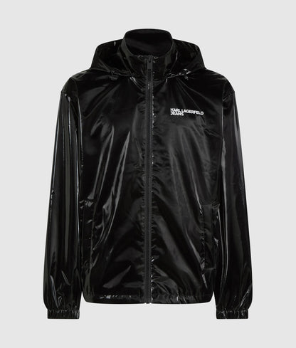 Shiny hooded bomber jacket