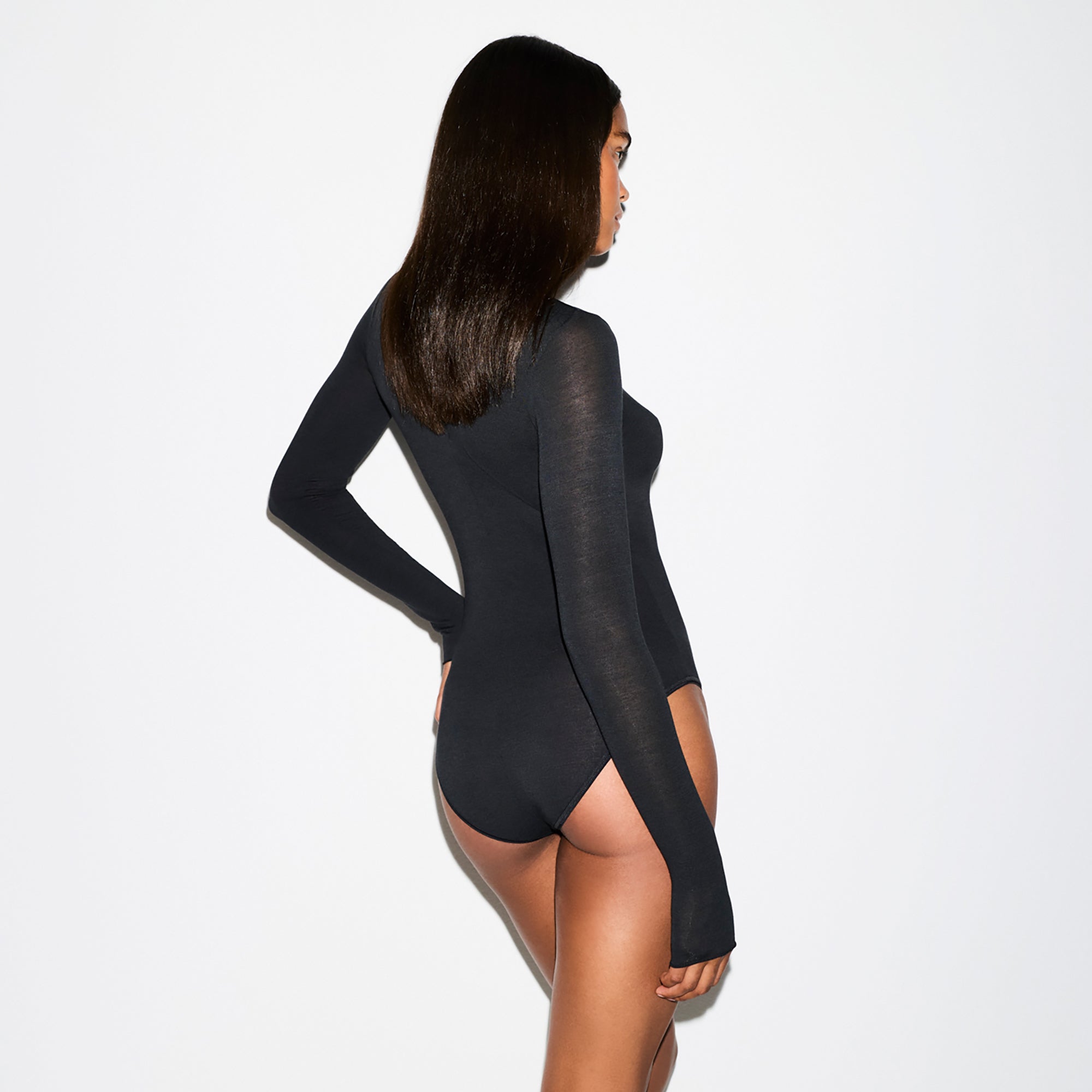 Sheer Modal Long Sleeve Turtleneck Bodysuit