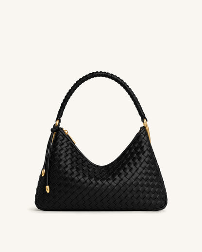 Lorena Woven Shoulder Bag - Emerald Green