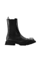 Alexander McQueen Black Leather Studded Ankle Boots