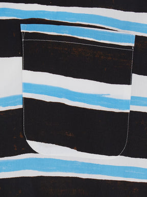 Msgm Blue Shirt with All-Over Asymmetric Striped Motif in Cotton Man