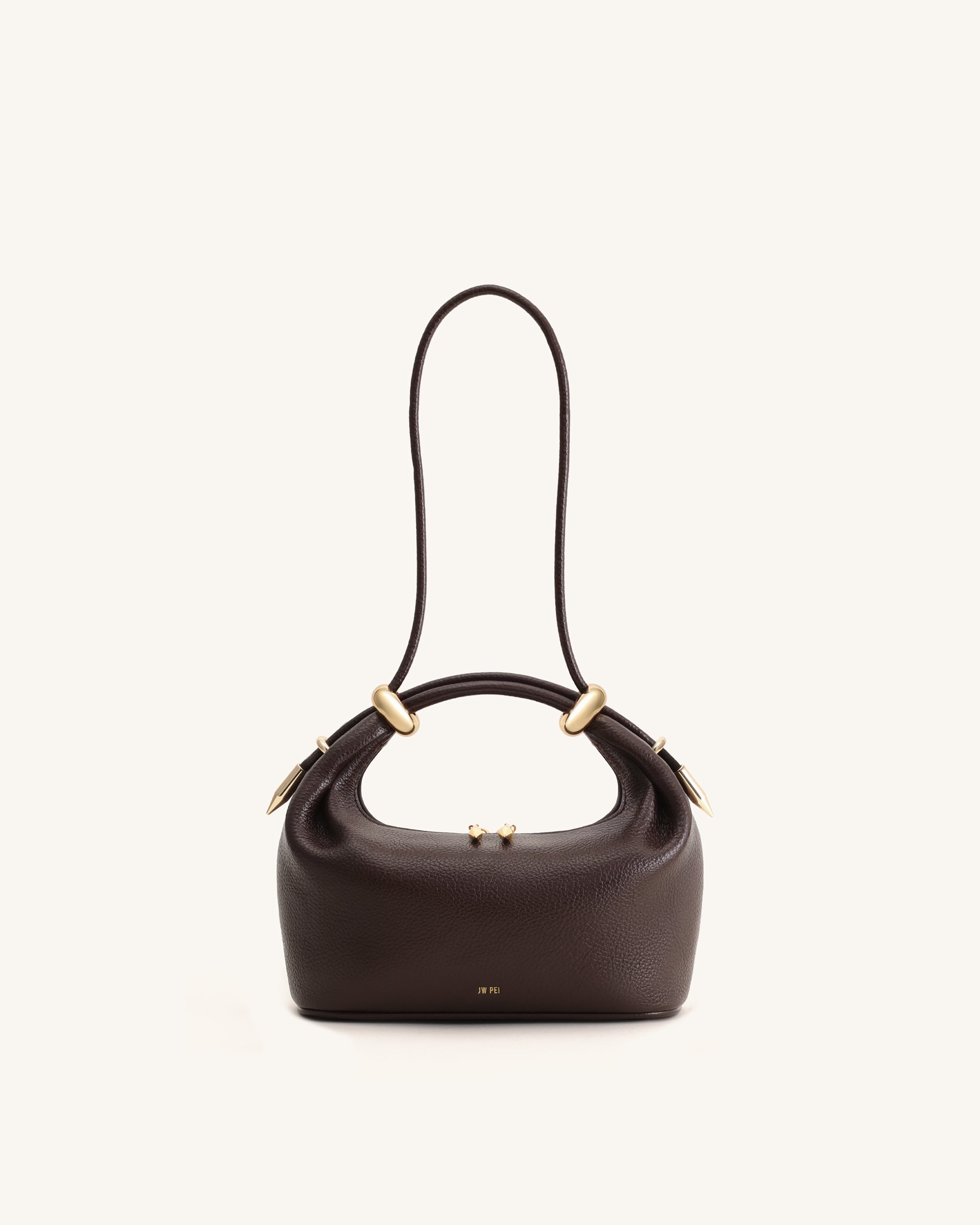 Ellie Metal Ring Embellished Top Handle Bag - Dark Brown