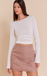 Light Brown Organza Mini Skirt