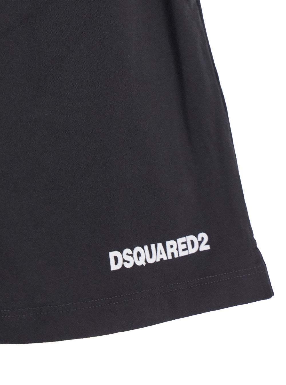 Dsquared2 Black Bermuda with Elastic Waist and Drawstring and Logo on the Front in Cotton Man