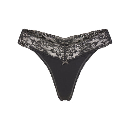 Lightweight Cotton Wide Lace Thong