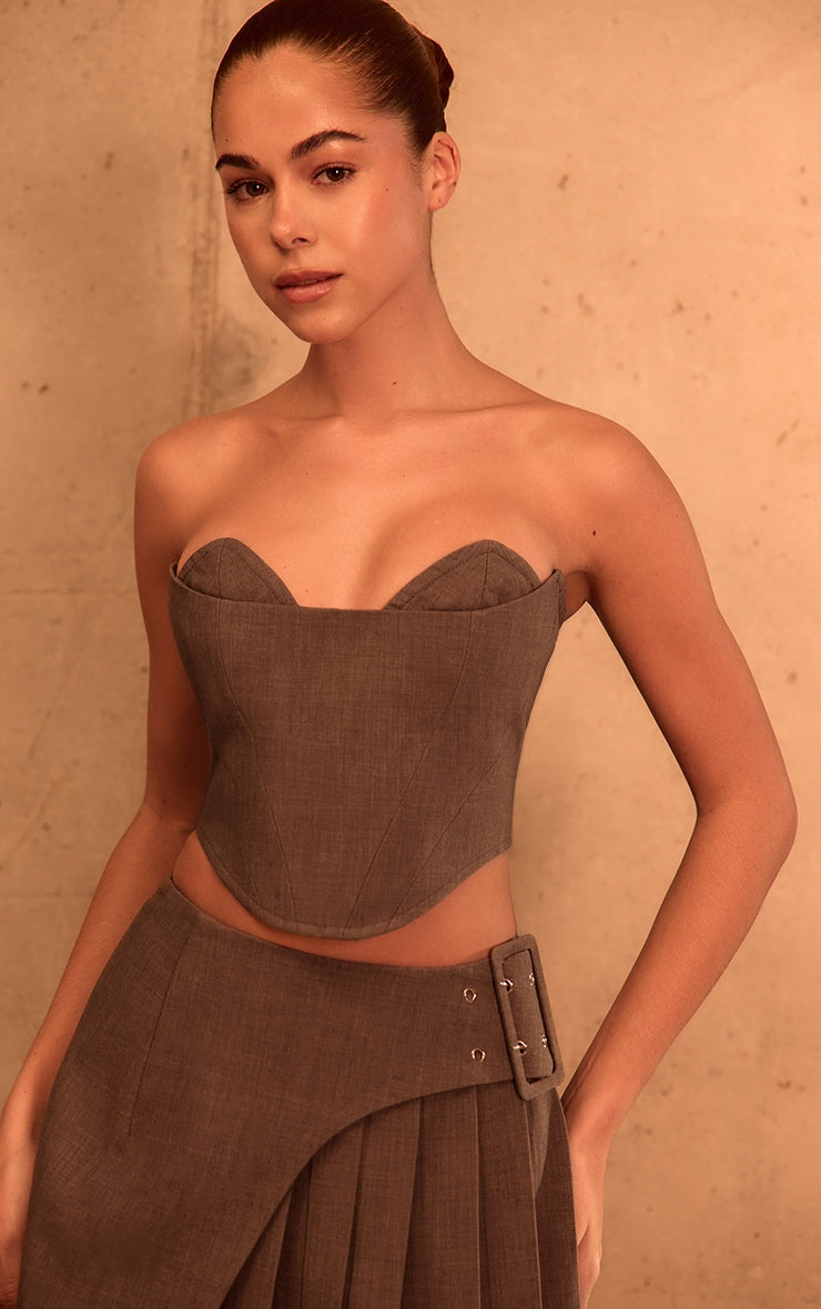 PLT Label Mocha Bust Detail Tailored Corset