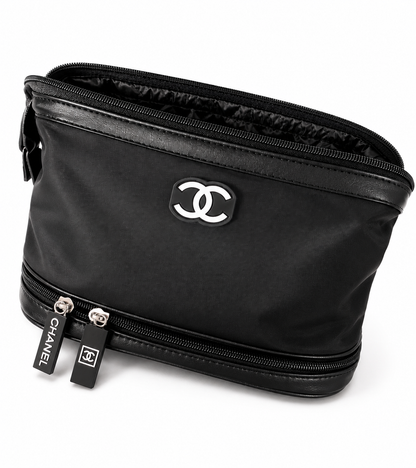 CHANEL Beauty VIP Gift Black Toiletry Bag Wet Dry Zip Travel Cosmetic Pouch
