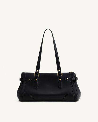 Yvette Elongated Tote Bag - Dark Brown