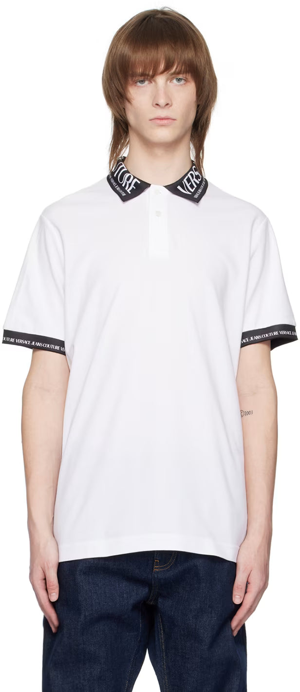 White Printed Polo