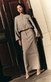 Charcoal Grey Heavy Brushed Maxi Skirt