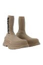 Alexander McQueen Beige Sock Boots with Black Accents