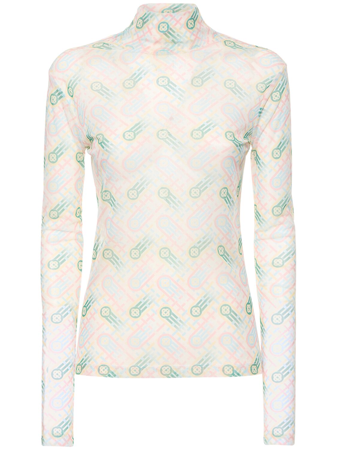 CASABLANCA Casablanca Printed monogram stretch mesh l/s top - Size: M T-Shirts | Shop From The Mirage