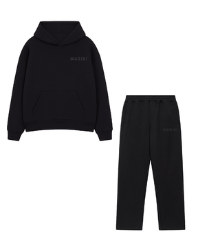 Magiri Core Puff Printed Hoodie & Joggers Tracksuit in Black