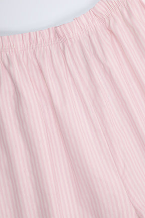 Wide-Leg Cotton-Poplin Trousers in Pink & White Stripe