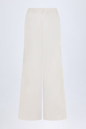 Wide-Leg Cotton-Poplin Trousers in White