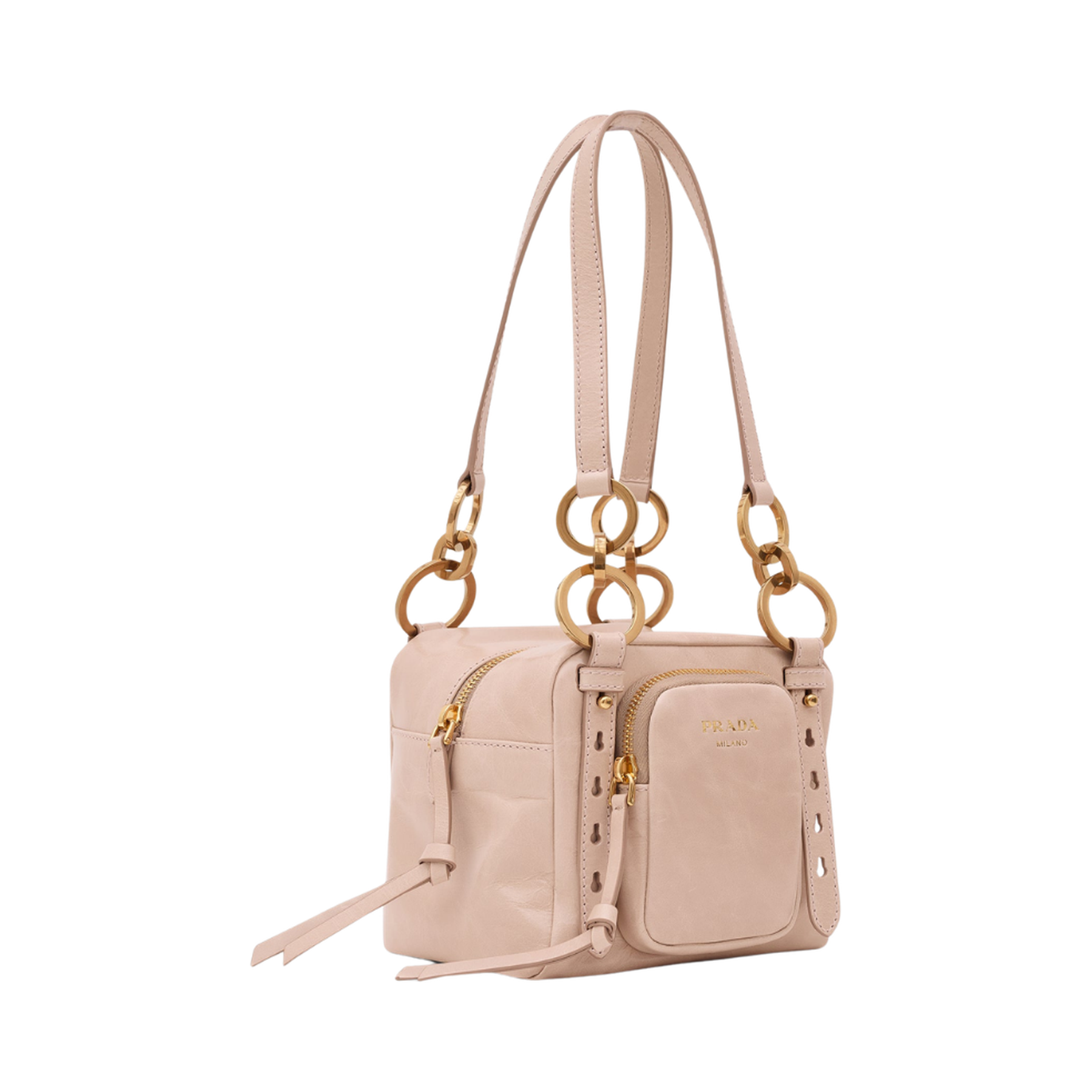 Dangle Leather Top-handle Mini-Bag Powder Pink