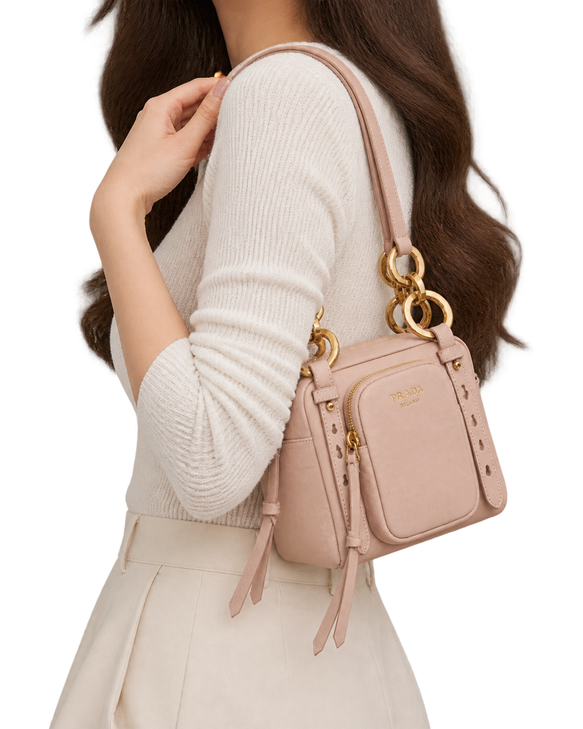 Dangle Leather Top-handle Mini-Bag Powder Pink