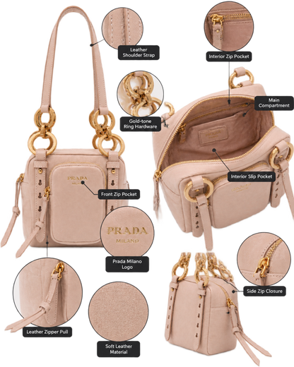 Dangle Leather Top-handle Mini-Bag Powder Pink