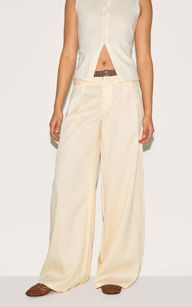 Butter Yellow Woven Contrast Stripe Boxer Detail Straight Leg Trouser