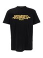Dsquared2 Black Crewneck T-Shirt with Logo Print on the Front in Cotton Man