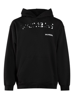 Balenciaga Hand Drawn-logo Cotton Hoodie Black