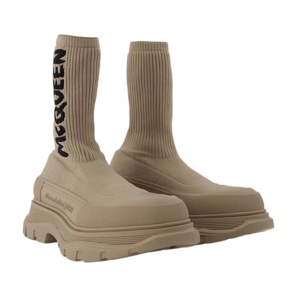 Alexander McQueen Men's Tread Slick Band Slip-On Sneakers – Beige