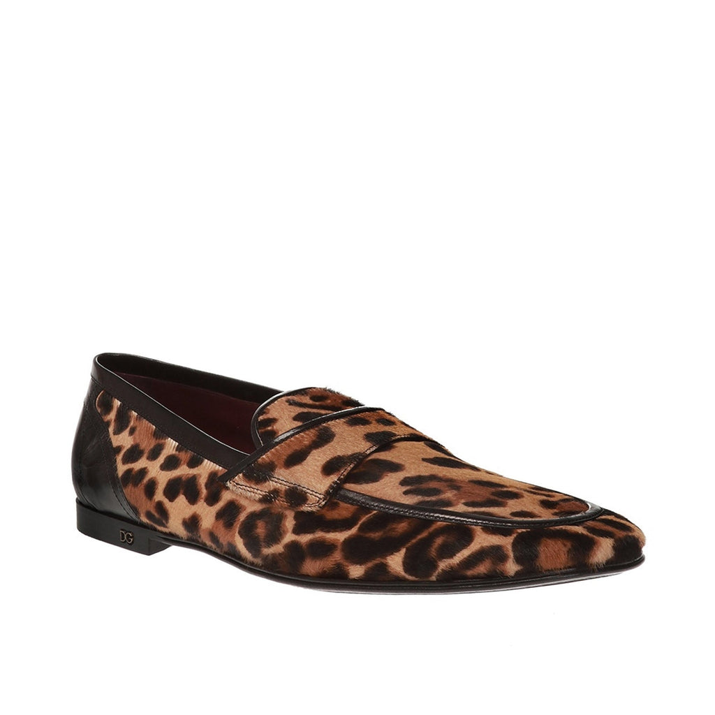 Dolce & Gabbana Leopard Print Pony Hair Loafers